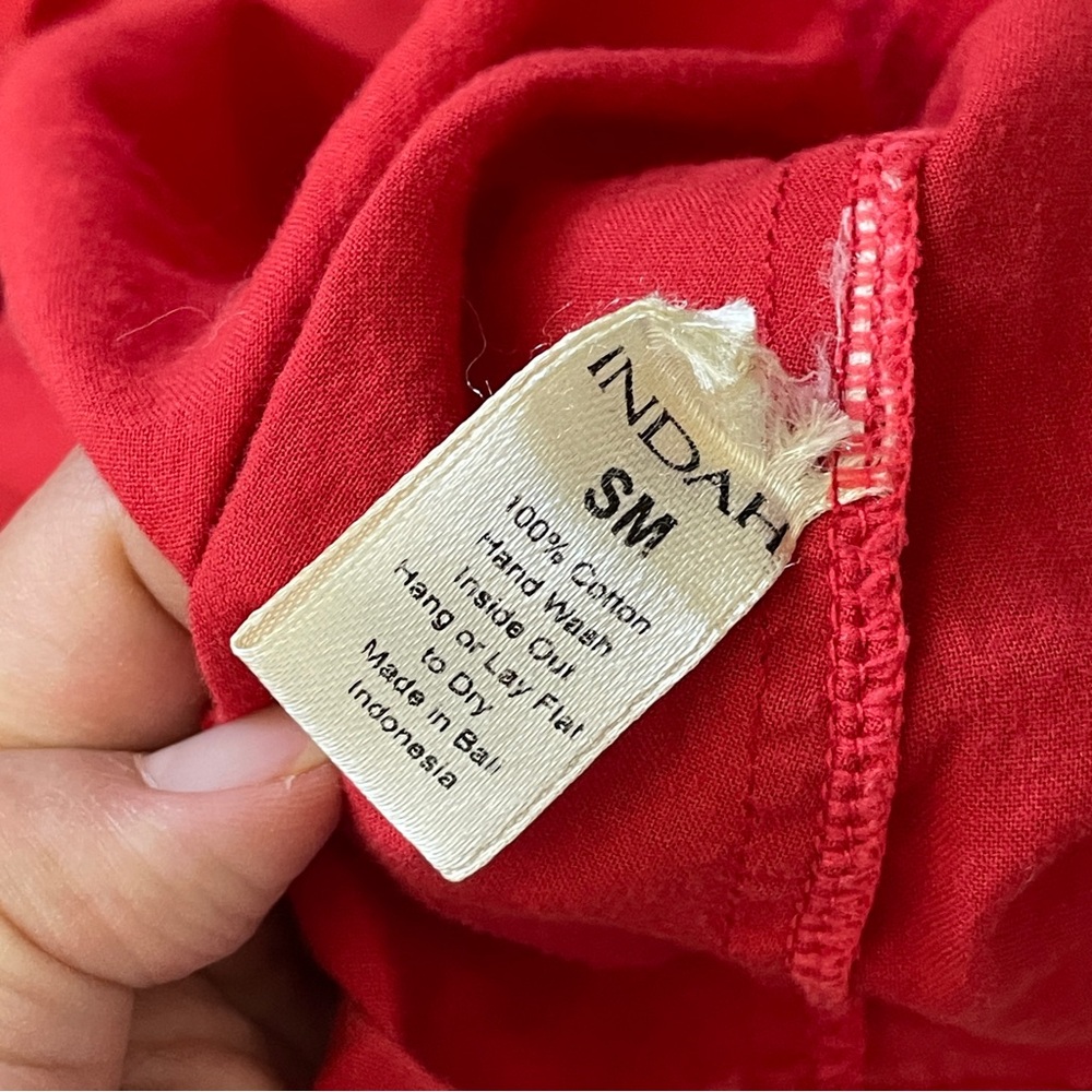 Indah Tunic Blouse flare ruffle sleeve womens Red (small medium) minimalist chic - Picture 5 of 6